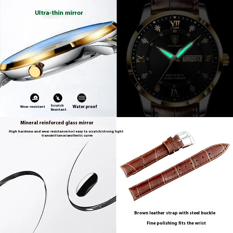Luxvoyant™ Classic Leather Timepiece – Luxury Sports Watch